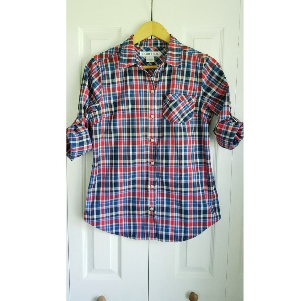 Exofficio, Long sleeve, plaid, button shirt. SzS